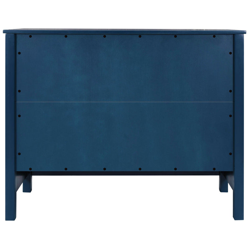 WoodStorage Cabinet with Doors and Adjustable Shelf, Entryway Kitchen Dining Room, Navy Blue - Urban Living Furniture (Los Angeles, CA)