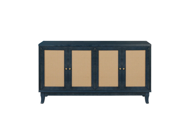 AccentStorage Cabinet Sideboard Wooden Cabinet with Antique Blue 4Doors for Hallway, Entryway, Living Room, Bedroom - Urban Living Furniture (Los Angeles, CA)