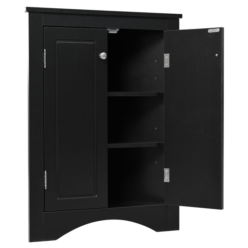 Black Triangle BathroomStorage Cabinet with Adjustable Shelves, Freestanding Floor Cabinet for Home Kitchen - Urban Living Furniture (Los Angeles, CA)