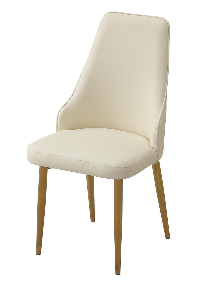 Dining Chair with PU Leather White  strong metal legs (Set of 2)