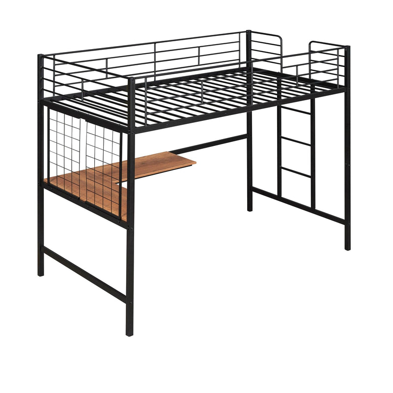 Twin Metal Loft Bed with Desk and Metal Grid,Black - Urban Living Furniture (Los Angeles, CA)