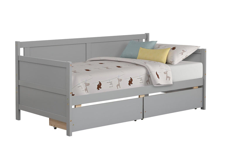 Daybed with two drawers, Twin size Sofa Bed,Storage Drawers for Bedroom,Living Room ,Grey