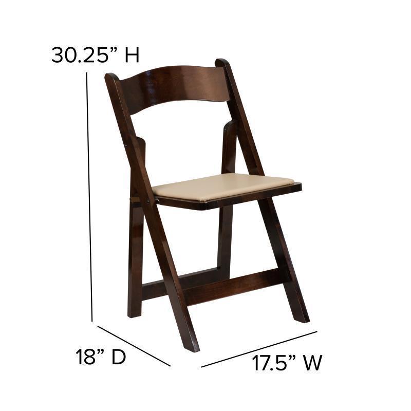 HERCULES Series Fruitwood Wood Folding Chair with Vinyl Padded Seat - Urban Living Furniture (Los Angeles, CA)