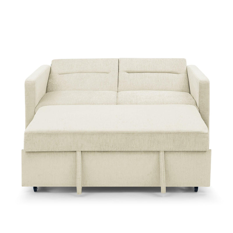 Loveseats Sofa Bed with Pull-out Bed，Adjsutable Back and Two Arm Pocket，Beige （54.5“x33”x31.5“） - Urban Living Furniture (Los Angeles, CA)