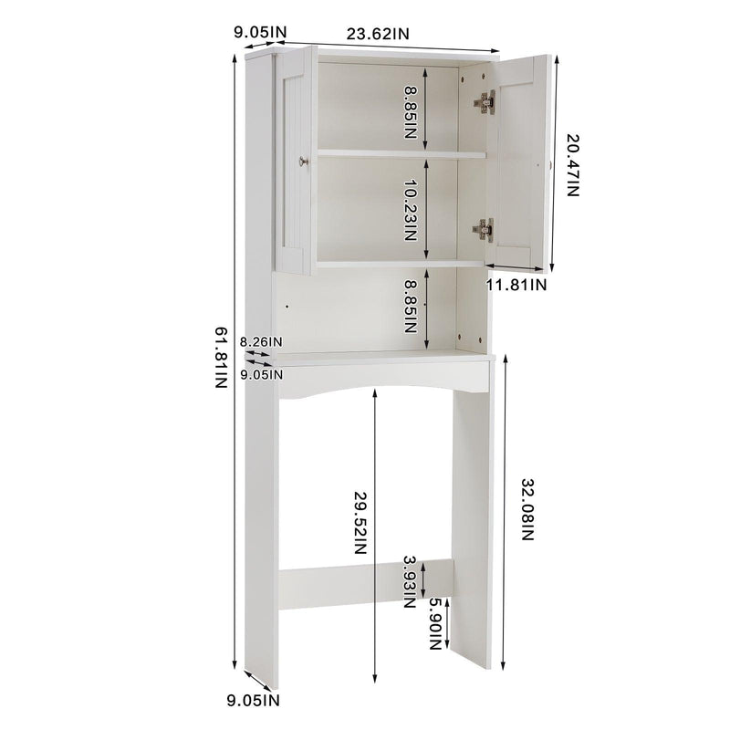 Home Bathroom Shelf Over-The-Toilet, Bathroom SpaceSaver, BathroomStorage Cabinet Organizer,White