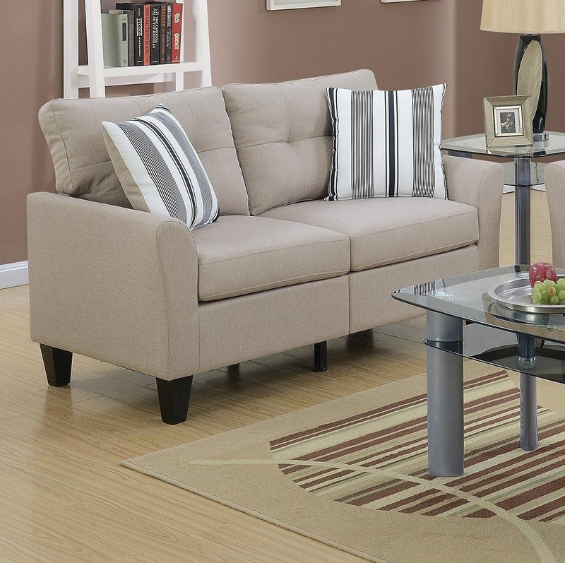 Living Room Furniture 2pc Sofa Set Sofa And Loveseat Beige Glossy Polyfiber Plywood Solid pine - Urban Living Furniture (Los Angeles, CA)