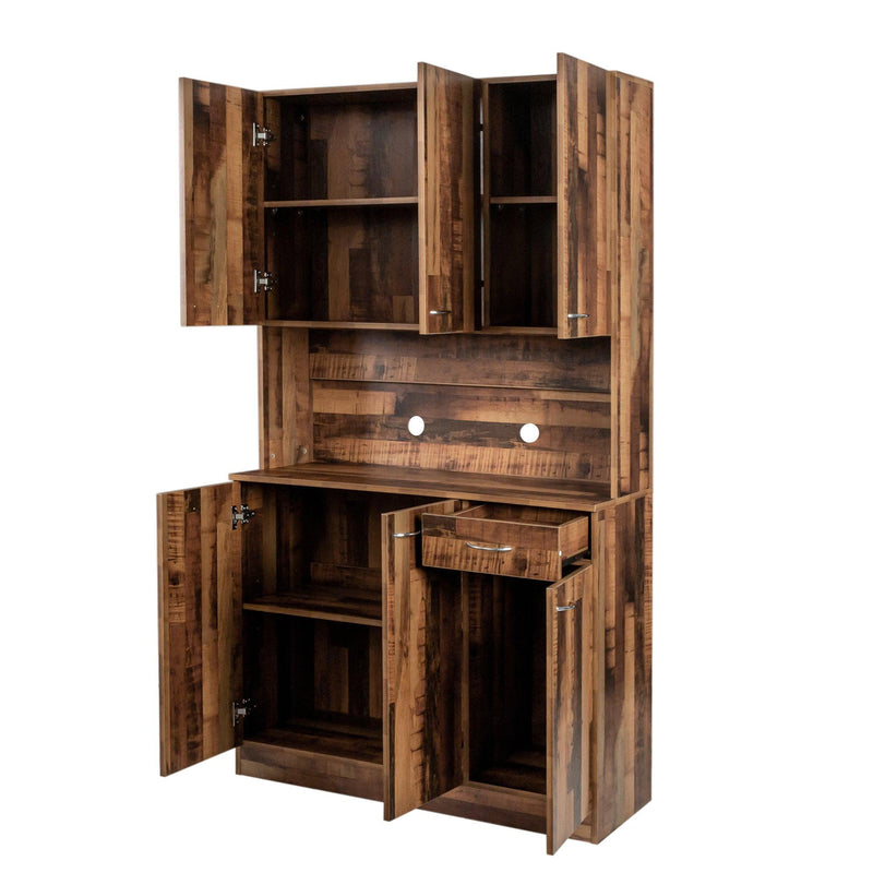 70.87" Tall Wardrobe& Kitchen Cabinet, with 6-Doors, 1-Open Shelves and 1-Drawer for bedroom