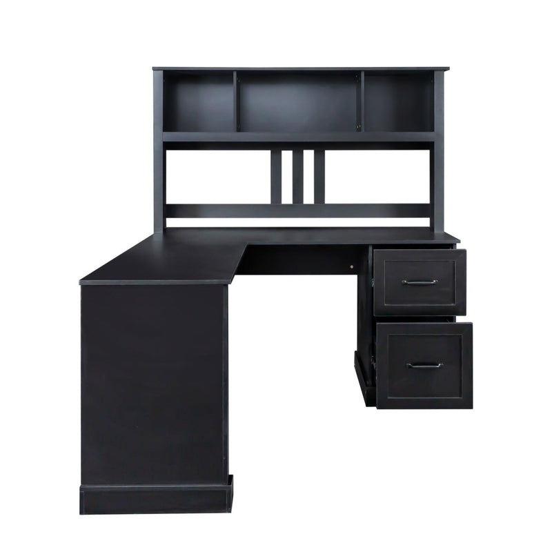 Home Office Computer Desk with Hutch, Antiqued Black finish - Urban Living Furniture (Los Angeles, CA)