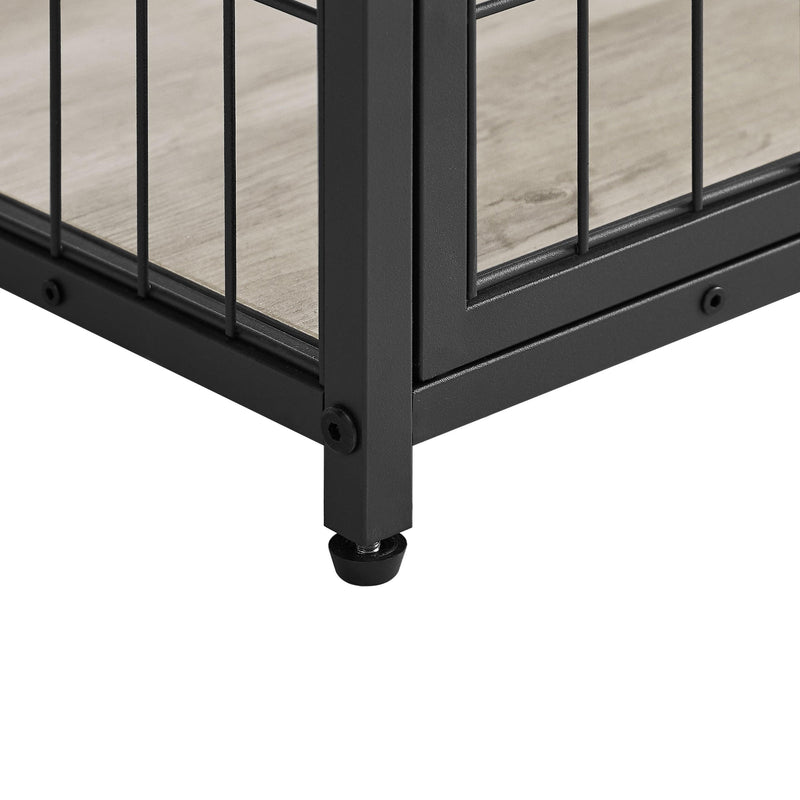 Furniture Style Wood Dog Crate End Table withStorage Console（Grey,19.69''w x 22.83''d x 26.97''h）