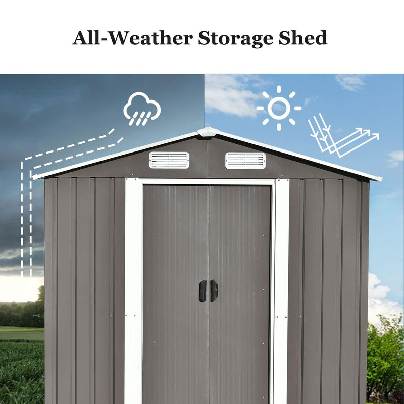 6ft x 4ft Outdoor Garden Lean-to Shed with Metal Adjustable Shelf and Lockable Doors - Gray - Urban Living Furniture (Los Angeles, CA)