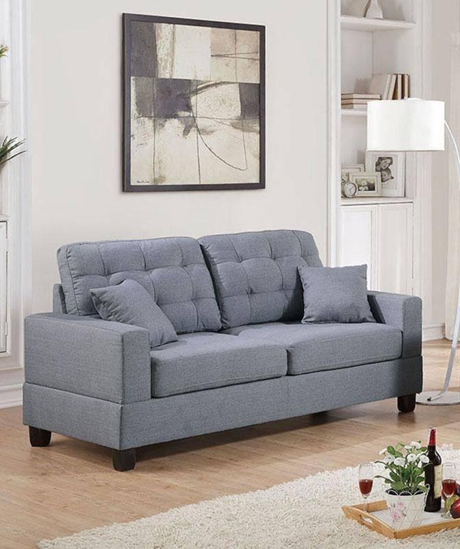 Living Room Furniture 2pc Sofa Set Grey Polyfiber Tufted Sofa Loveseat w Pillows Cushion Couch - Urban Living Furniture (Los Angeles, CA)