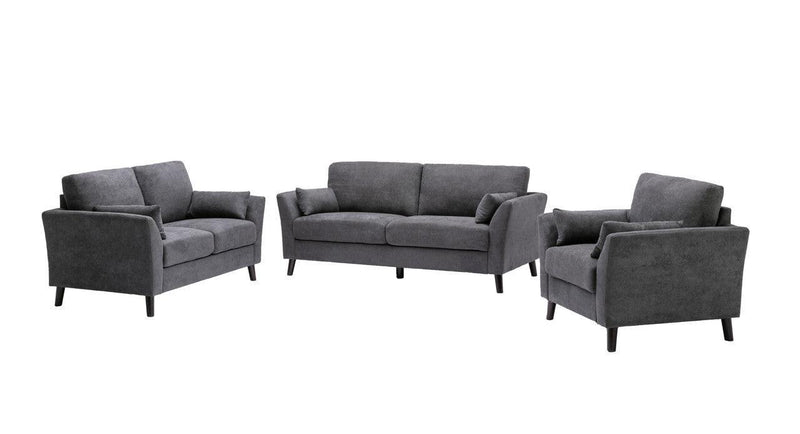 Damian Gray Velvet Fabric Sofa Loveseat Chair Living Room Set - Urban Living Furniture (Los Angeles, CA)