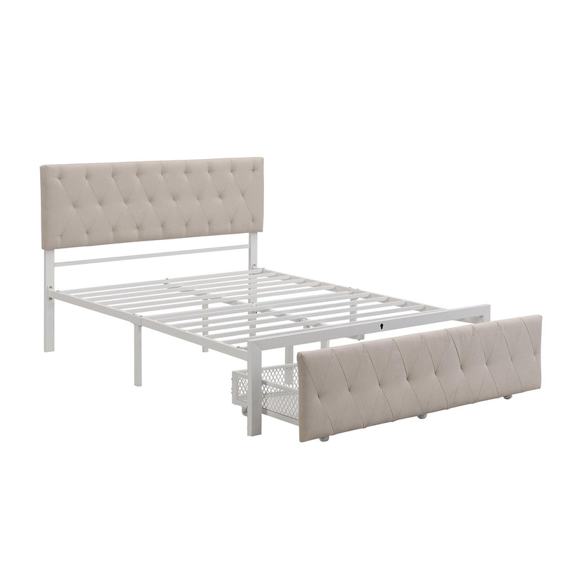 Full SizeStorage Bed Metal Platform Bed with a Big Drawer - Beige - Urban Living Furniture (Los Angeles, CA)