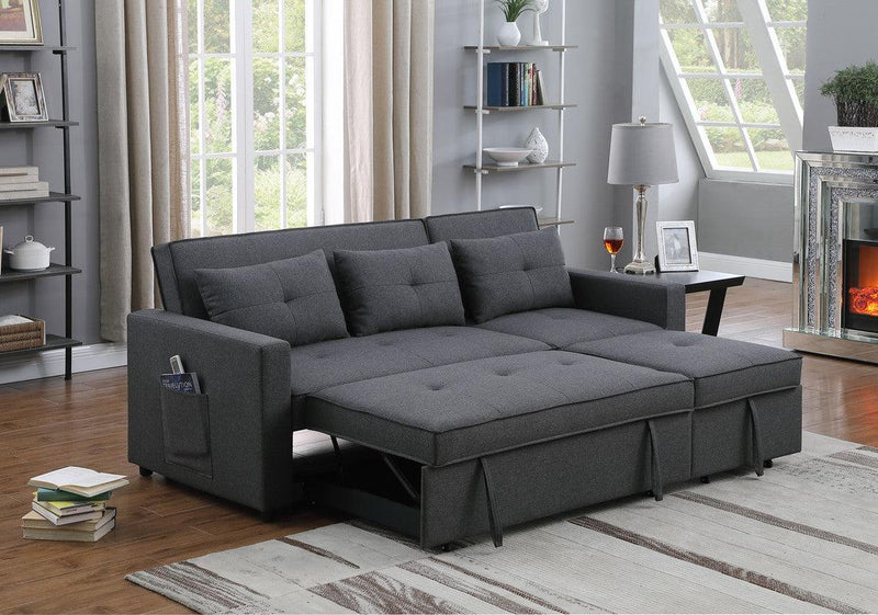 Zoey Dark Gray Linen Convertible Sleeper Sofa with Side Pocket - Urban Living Furniture (Los Angeles, CA)