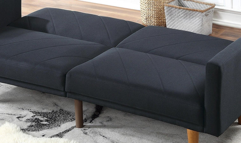 Modern Electric Look 1pc Convertible Sofa Couch Black Linen Like Fabric Cushion Clean Lines Wooden Legs Living Room - Urban Living Furniture (Los Angeles, CA)