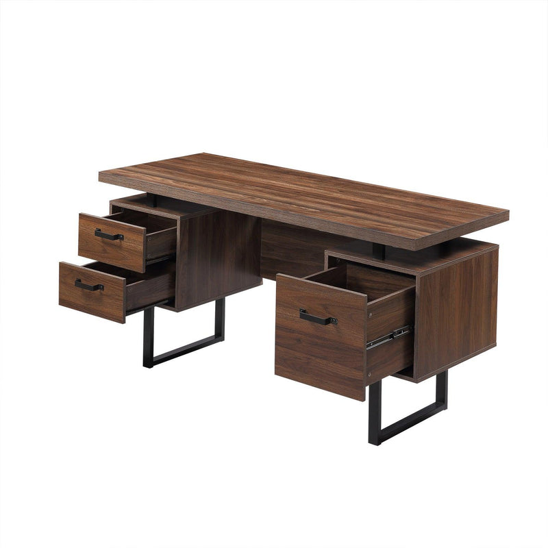 Home Office Computer Desk with Drawers/Hanging Letter-size Files, 59 inch Writing Study Table with Drawers - Urban Living Furniture (Los Angeles, CA)