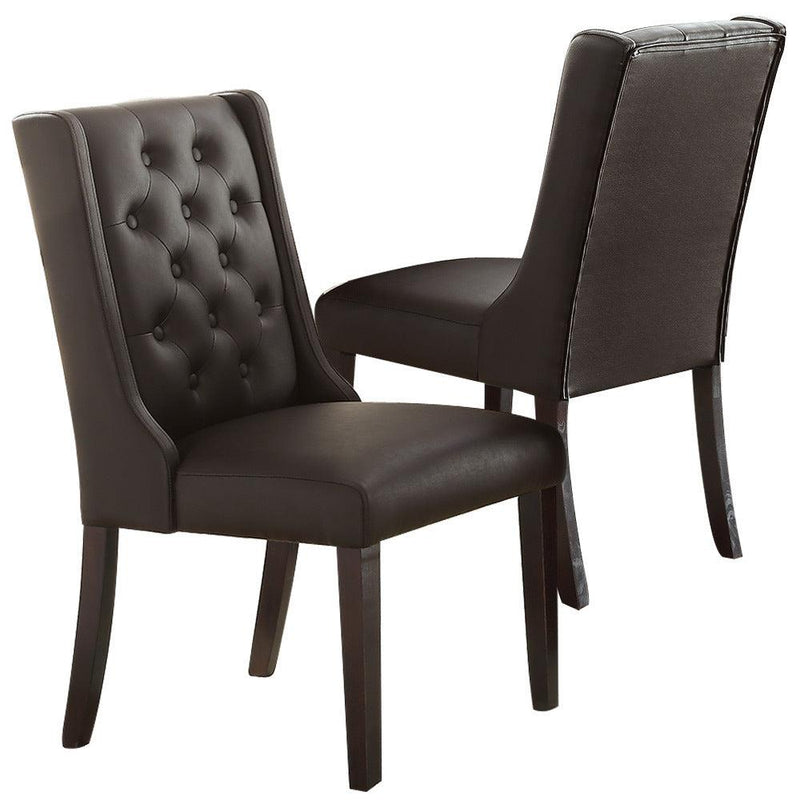 Modern Faux Leather Espresso Tufted Set of 2 Chairs Dining Seat Chair