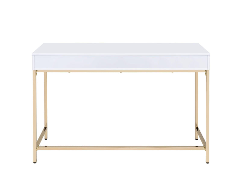 ACME Ottey Vanity Desk  in White High Gloss & Gold Finish AC00899 - Urban Living Furniture (Los Angeles, CA)