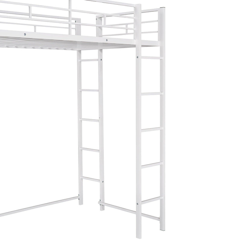 Twin Metal Loft Bed with 2 Shelves and one Desk ,WHITE - Urban Living Furniture (Los Angeles, CA)