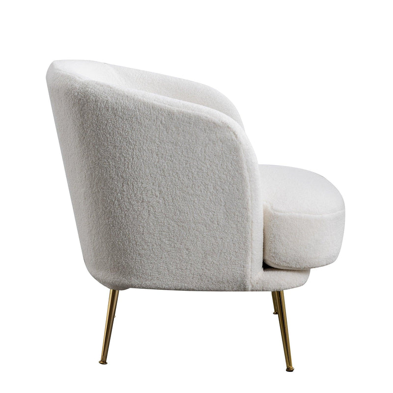 30.32"W Accent Chair Upholstered Curved Backrest Reading Chair Single Sofa Leisure Club Chair with Golden Adjustable Legs For Living Room Bedroom Dorm Room (Ivory Boucle) - Urban Living Furniture (Los Angeles, CA)