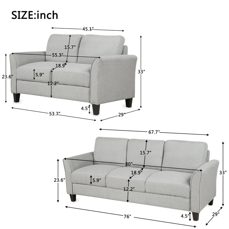 Living Room Furniture Loveseat Sofa and 3-seat  sofa (Light Gray) - Urban Living Furniture (Los Angeles, CA)