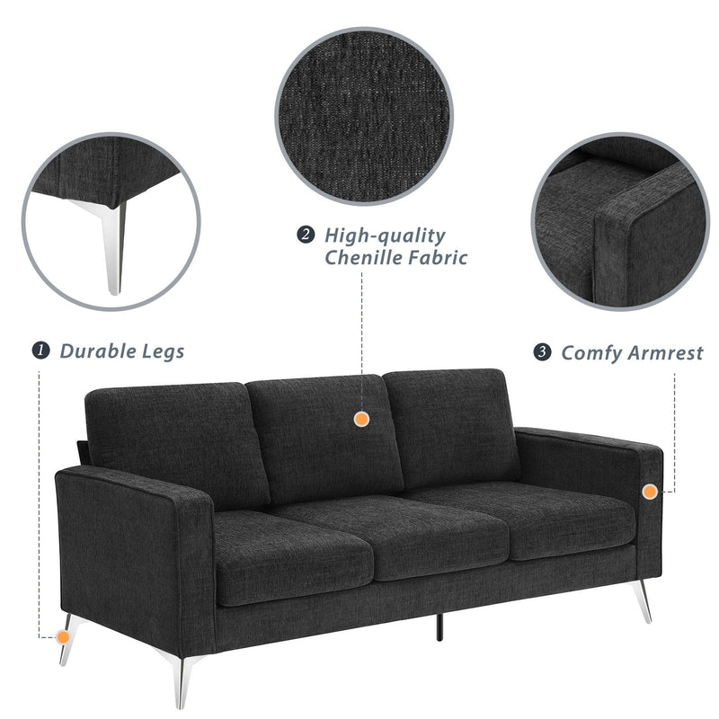 Modern 3-Piece Sofa Sets with Sturdy Metal Legs,Linen Upholstered Couches Sets Including 3-Seat Sofa, Loveseat and Single Chair for Living Room Furniture Set (1+2+3 Seat) - Urban Living Furniture (Los Angeles, CA)