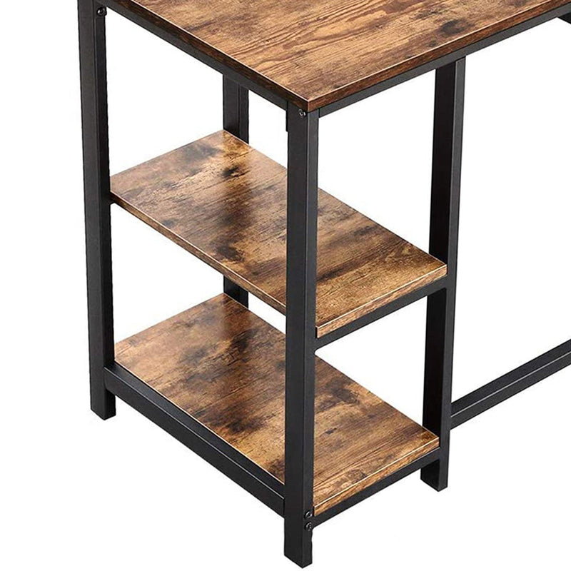 L Shape Wood and Metal Frame Computer Desk with 2 Shelves, Brown and Black - Urban Living Furniture (Los Angeles, CA)