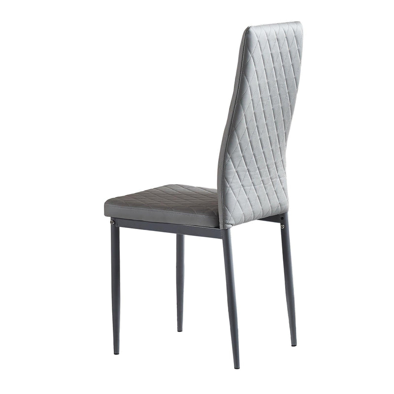 Light GrayModern minimalist dining chair leather sprayed metal pipe diamond grid pattern restaurant home conference chair set of 4 - Urban Living Furniture (Los Angeles, CA)