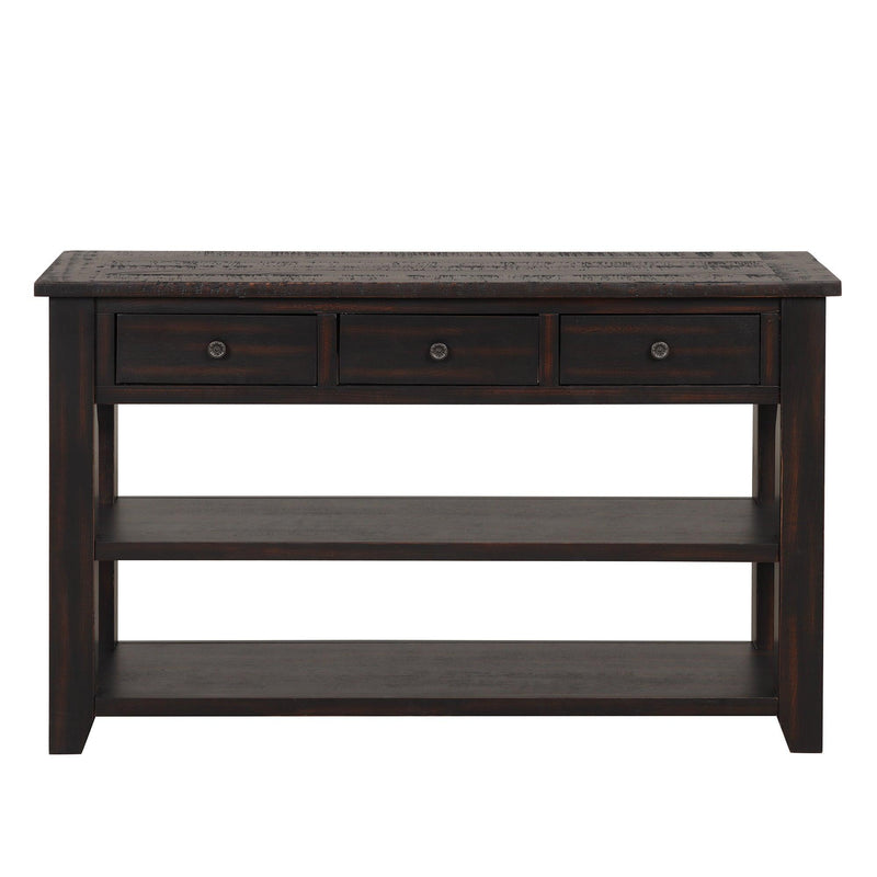 48'' Solid Pine Wood Top Console Table,Modern Entryway Sofa Side Table with 3Storage Drawers and 2 Shelves. Easy to Assemble ( Black) - Urban Living Furniture (Los Angeles, CA)