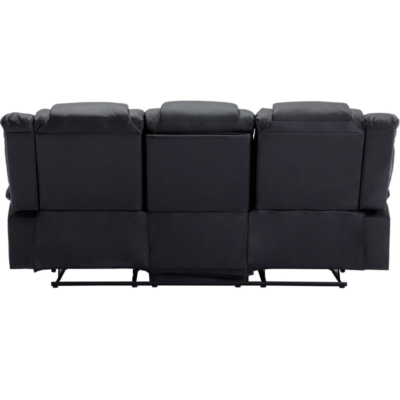 Home Theater Seating Manual Recliner with Center Console, PU Leather Reclining Sofa for Living Room,Black - Urban Living Furniture (Los Angeles, CA)