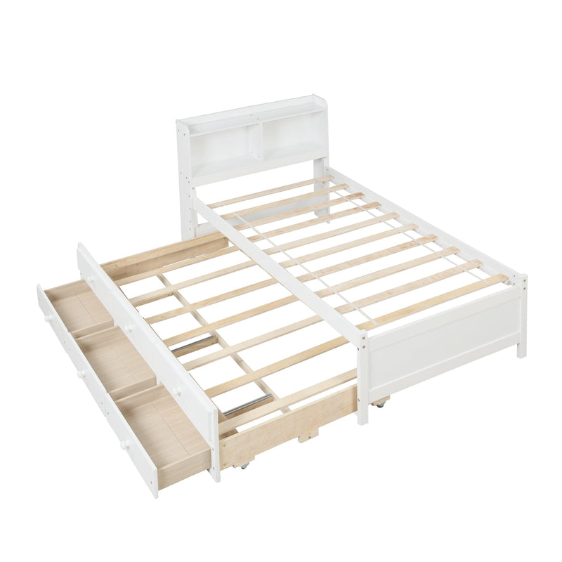 Twin Bed with Bookcase,Twin Trundle,Drawers,White - Urban Living Furniture (Los Angeles, CA)