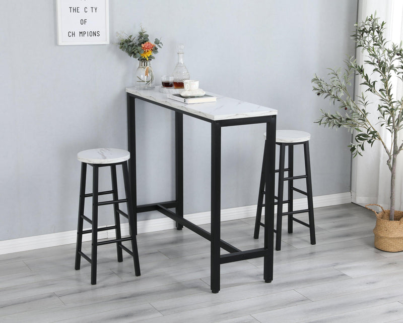 Faux Marble Black Table Top Bar Table with 2 Bar Chairs, Kitchen Counter with Bar Chairs,Breakfast Bar Table Sets, for Home,Kitchen, Office