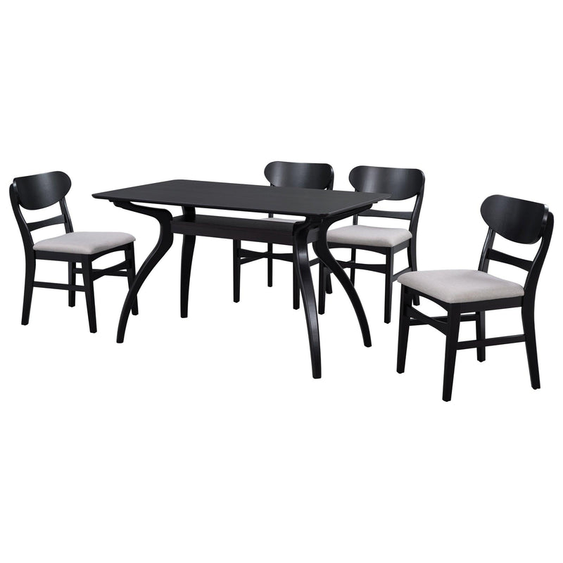 Elegant Rubber Wood Frame Dining Table Set with Special-shape LegsStorage Space MDF Board Tabletop Soft Cushion Chairs (Espresso) - Urban Living Furniture (Los Angeles, CA)