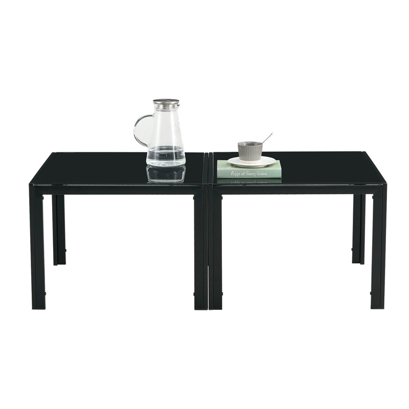 Coffee Table Set of 2, SquareModern Table with Tempered Glass Finish for Living Room,Black - Urban Living Furniture (Los Angeles, CA)