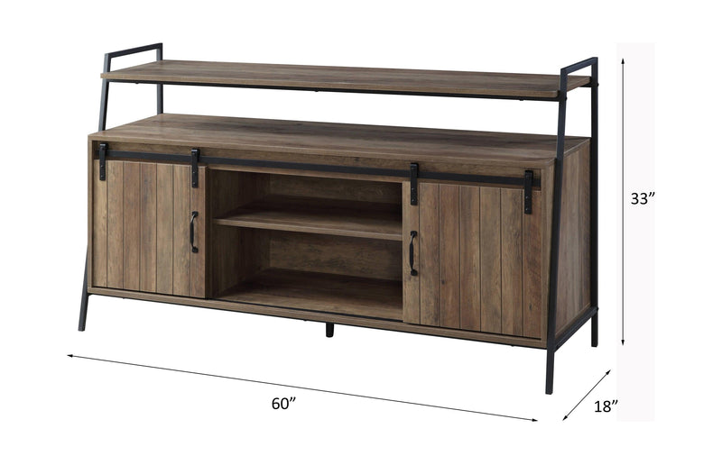 ACME Rashawn TV Stand , Rustic Oak & Black Finish LV00152 - Urban Living Furniture (Los Angeles, CA)