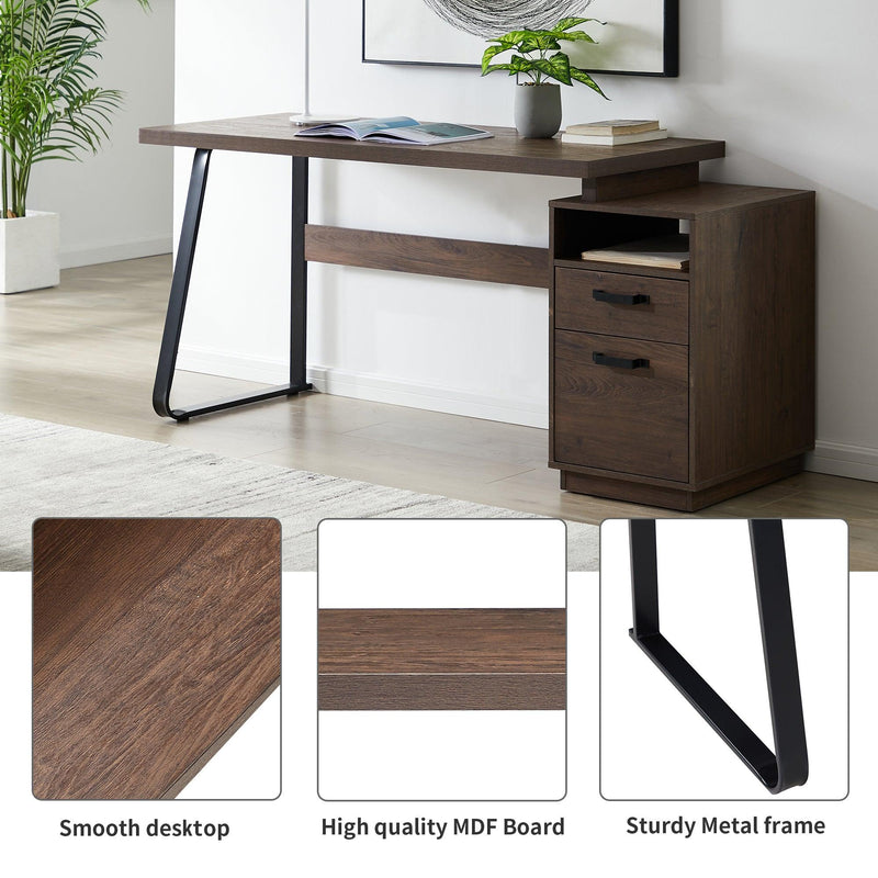 Home Office Computer Desk with Drawers/Hanging Letter-size Files, 65 inch Writing Study Table with Drawers - Urban Living Furniture (Los Angeles, CA)