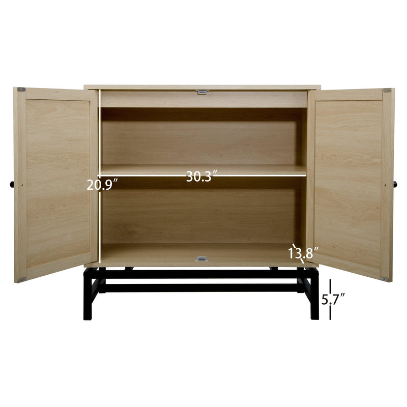 Natural rattan，2 door cabinet，with 1 Adjustable Inner Shelves，rattan，AccentStorage Cabinet - Urban Living Furniture (Los Angeles, CA)