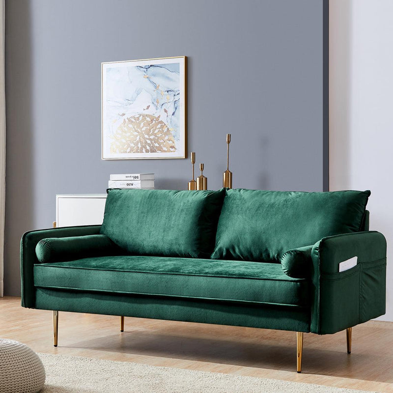 Velvet Fabric sofa with pocket-71‘’green - Urban Living Furniture (Los Angeles, CA)