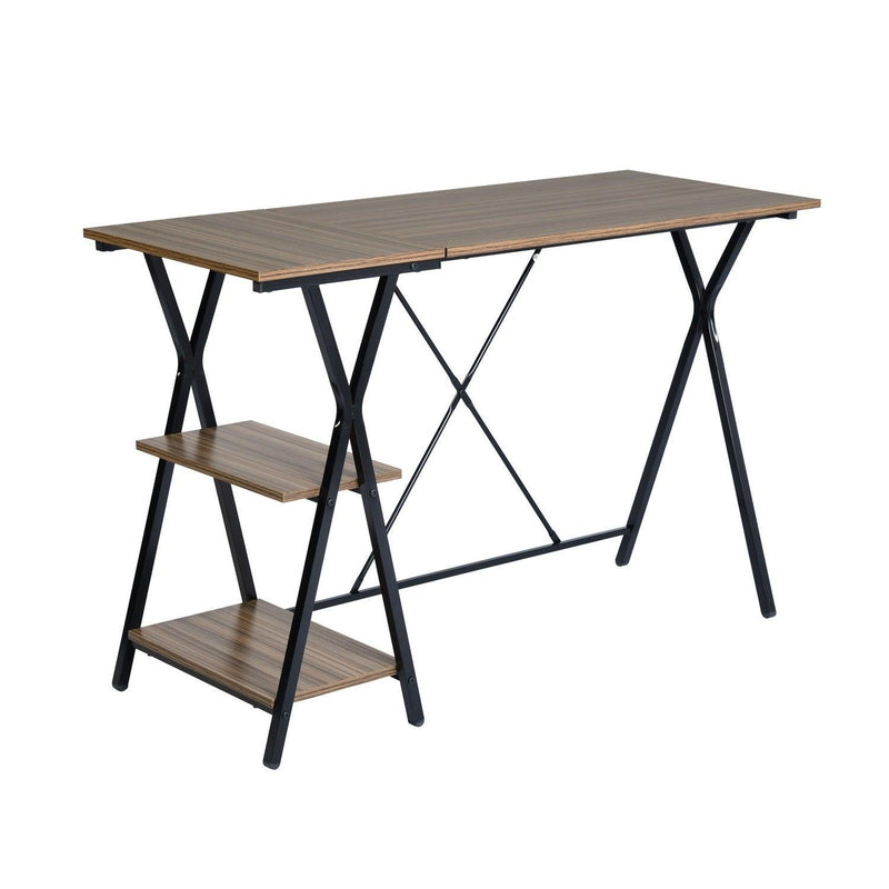 47.2"W X 18.9”D X 30.1"H Computer Desk with 2 layers - BROWN BEECH & BLACK - Urban Living Furniture (Los Angeles, CA)