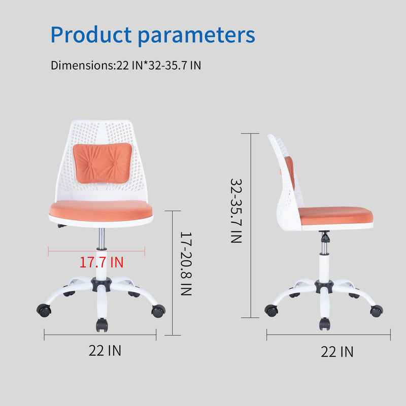 Office Task Desk Chair Swivel Home Comfort Chairs,Adjustable Height with ample lumbar support,White+Orange - Urban Living Furniture (Los Angeles, CA)