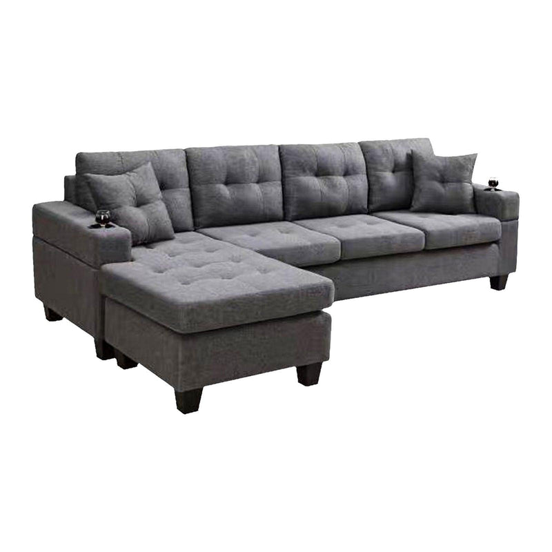 sectional sofa left with footrest, convertible corner sofa with armrestStorage, sectional sofa for living room and apartment, chaise longue left (grey) - Urban Living Furniture (Los Angeles, CA)