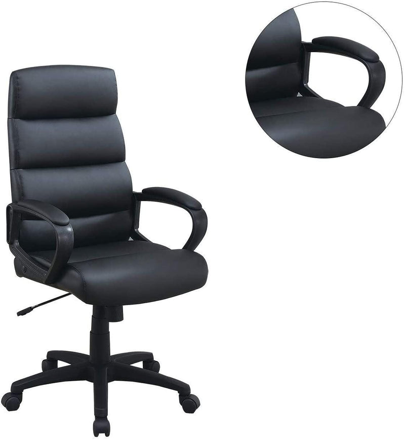 Black Faux leather Cushioned Upholstered 1pc Office Chair Adjustable Height Desk Chair Relax - Urban Living Furniture (Los Angeles, CA)