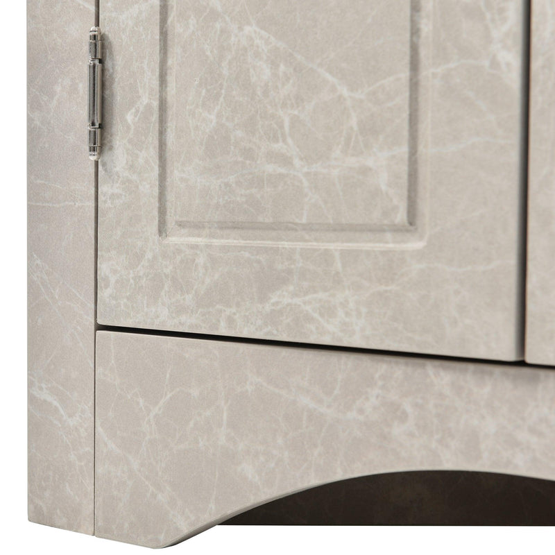 White Marble Triangle BathroomStorage Cabinet with Adjustable Shelves, Freestanding Floor Cabinet for Home Kitchen - Urban Living Furniture (Los Angeles, CA)