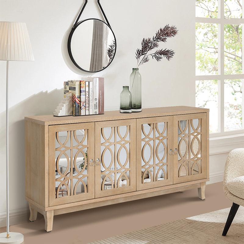 Storage Cabinet Sideboard Wooden Cabinet with 4 Doors for Hallway, Entryway, Living Room, Bedroom, Adjustable Shelf Nature Wood Classic Colour - Urban Living Furniture (Los Angeles, CA)