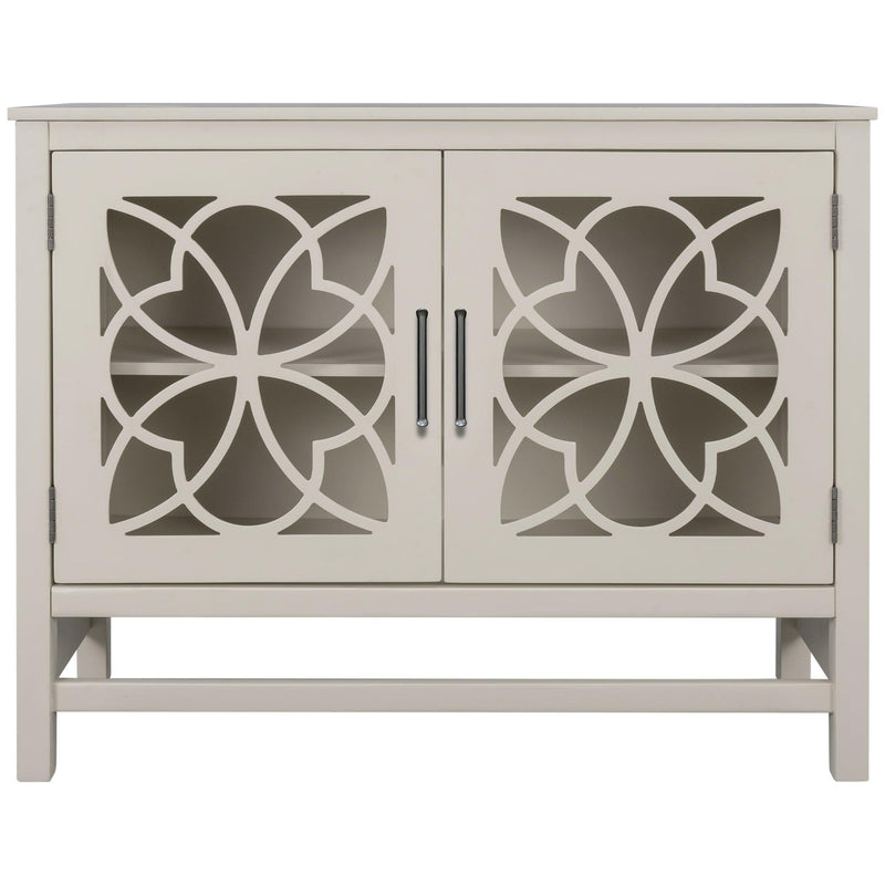 WoodStorage Cabinet with Doors and Adjustable Shelf, Entryway Kitchen Dining Room, Cream White - Urban Living Furniture (Los Angeles, CA)