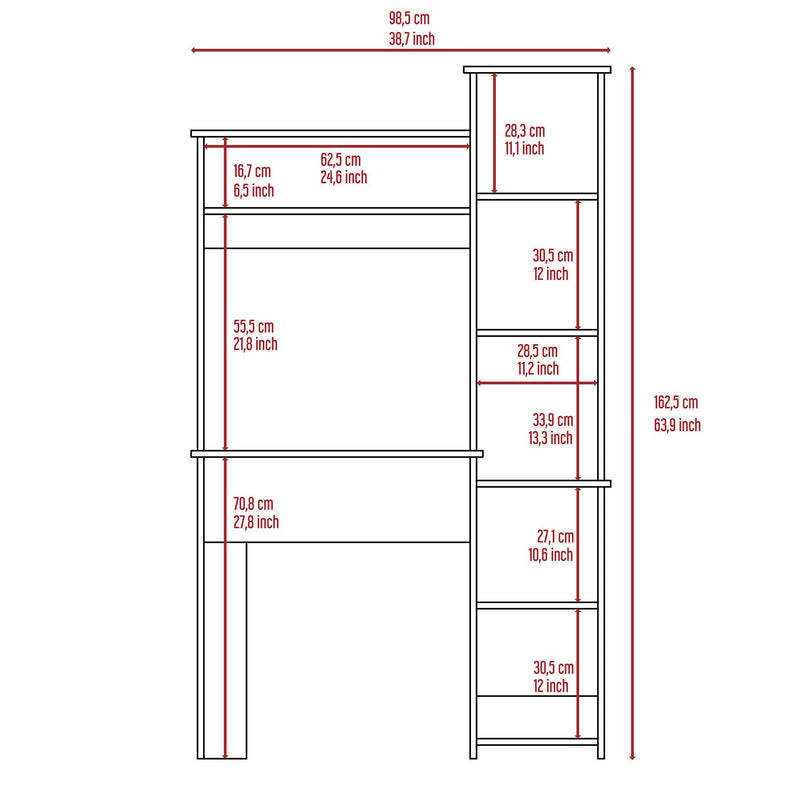 Marston 6-Shelf Writing Desk with Built-in Bookcase Black Wengue - Urban Living Furniture (Los Angeles, CA)