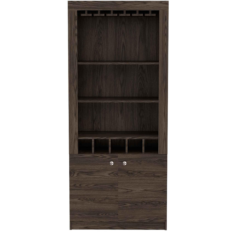 Plympton 3-Shelf Rectangle 5-Bottle Bar Cabinet  Dark Walnut - Urban Living Furniture (Los Angeles, CA)