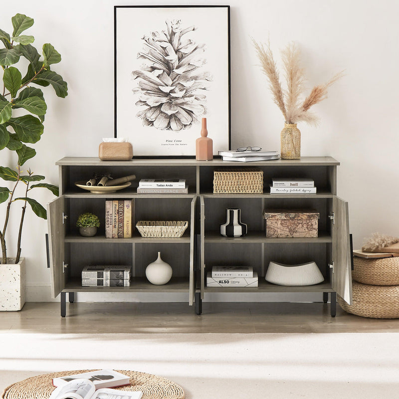 Farmhouse style TV Stand, TV station withStorage and open drawers, entertainment center console table, living room media furniture.(Grey,58’’W*23.6’’D*31.5’’H) - Urban Living Furniture (Los Angeles, CA)