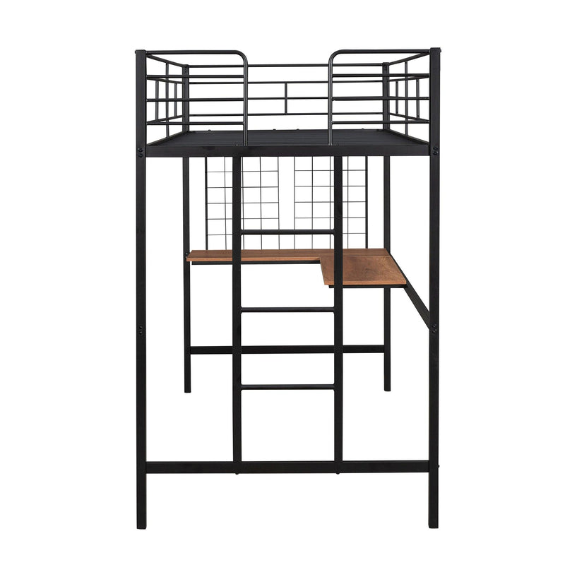 Twin Metal Loft Bed with Desk and Metal Grid,Black - Urban Living Furniture (Los Angeles, CA)