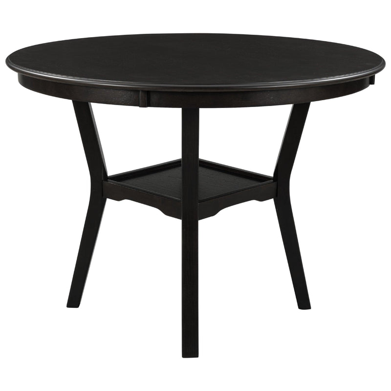 5-Piece Kitchen Dining Table Set Round Table with Bottom Shelf, 4 Upholstered Chairs for Dining Room（Espresso） - Urban Living Furniture (Los Angeles, CA)